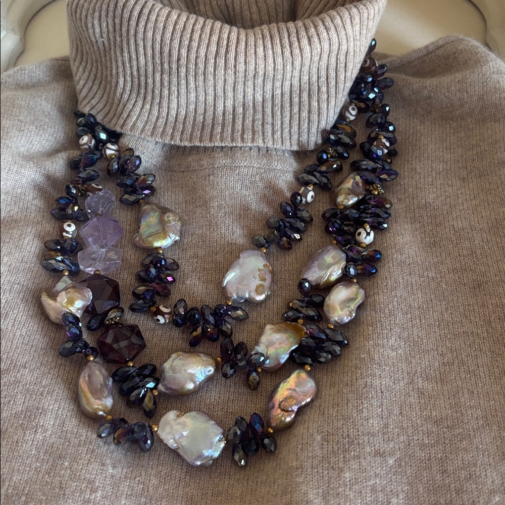 Handmade Keshi and Baroque pearl necklace